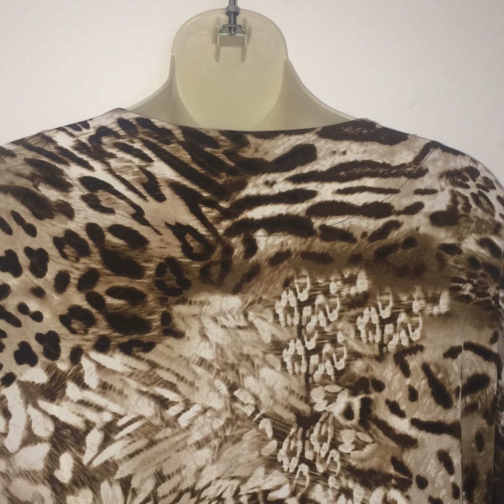 Chico's Leopard Print Cold Shoulder Poncho Top - Picture 8 of 9